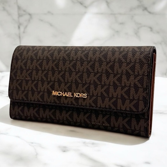 Michael Kors Large Jet Set Travel Signature Wallet Brown - Picture 2 of 8